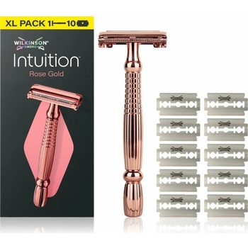 Intuition Double Edge Rose Gold Razor - Dámsky kovový holiaci strojček + 10 žiletiek

